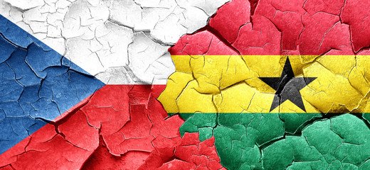 czechoslovakia flag with Ghana flag on a grunge cracked wall