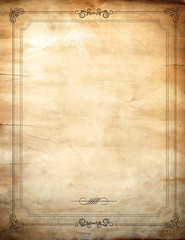 Wall Mural - old paper with patterned vintage frame - blank for your design