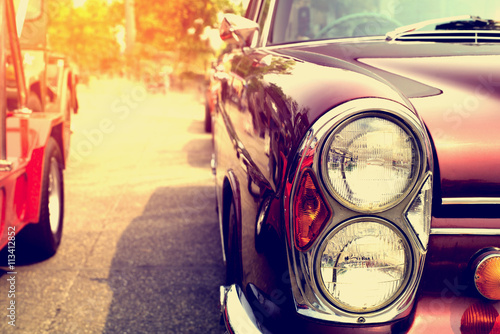 Obraz na plátne Classic cars in a row - vintage retro color effect style