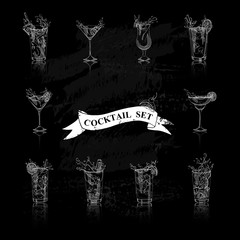 cocktail set black and white