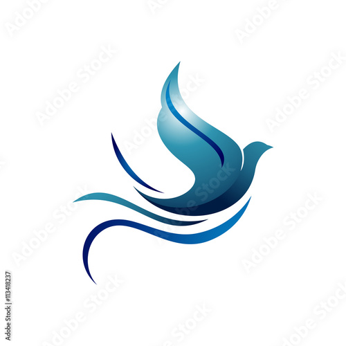Fotomural Peace Dove Pigeon Flying Illustration