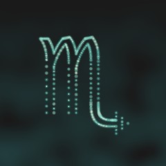 Wall Mural - Scorpion astrology sign. Neon shine disco particles astrological symbol. 3D rendering