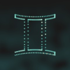 Wall Mural - Twins astrology sign. Neon shine disco particles astrological symbol. 3D rendering