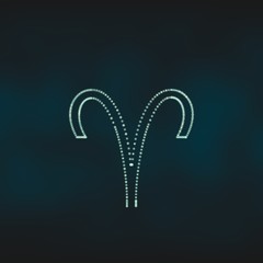 Wall Mural - Ram astrology sign. Neon shine disco particles astrological symbol. 3D rendering