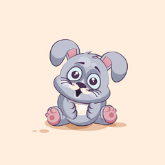 isolated Emoji character cartoon Gray leveret surprised with big eyes sticker emoticon
