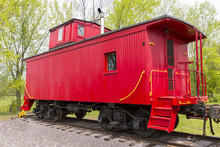 Red Wooden Railroad Caboose