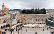 Panoramic view of Western Wall and Dome of Rock in Old City in Jerusalem, Israel