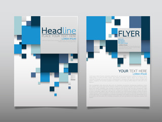 Wall Mural - blue square business technology annual report brochure flyer design template vector, leaflet cover p
