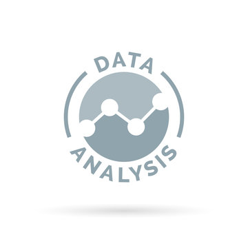 Data analysis icon with grey concept line dots graph symbol. Vector illustration.