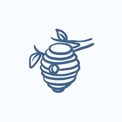 Sticker - Bee hive sketch icon.