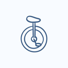 Poster - One wheel bicycle sketch icon.