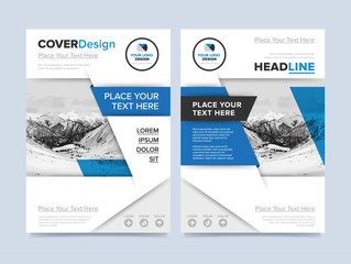 Wall Mural - Brochure cover presentation design template vector. Blue annual report abstract flat background. Leaflet layout. Corporate document. Business booklet concept.