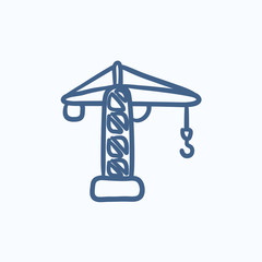 Sticker - Construction crane sketch icon.