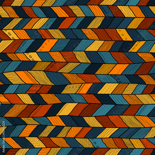 Photographie Tribal style crazy quilt, ethnic chevron multicolor.
