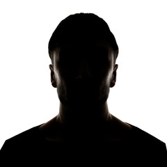 Hidden face in the shadow.male person silhouette