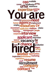 Sticker - You are hired, word cloud concept 6