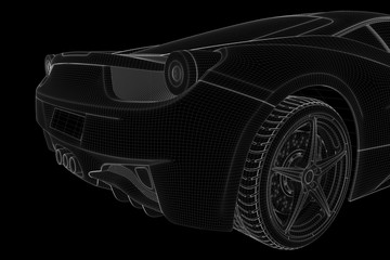 Wall Mural - Racing Car Hologram Wireframe. Nice 3D Rendering
