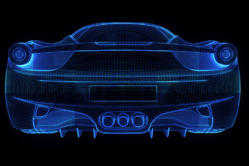 Wall Mural - Racing Car Hologram Wireframe. Nice 3D Rendering
