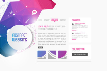 Modern website template with polygon colorful shapes abstract design,

