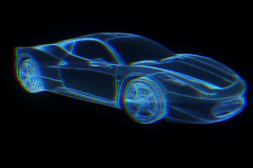 Wall Mural - Racing Car Hologram Wireframe. Nice 3D Rendering
