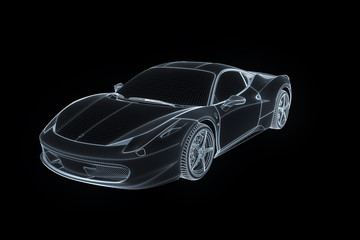 Wall Mural - Racing Car Hologram Wireframe. Nice 3D Rendering
