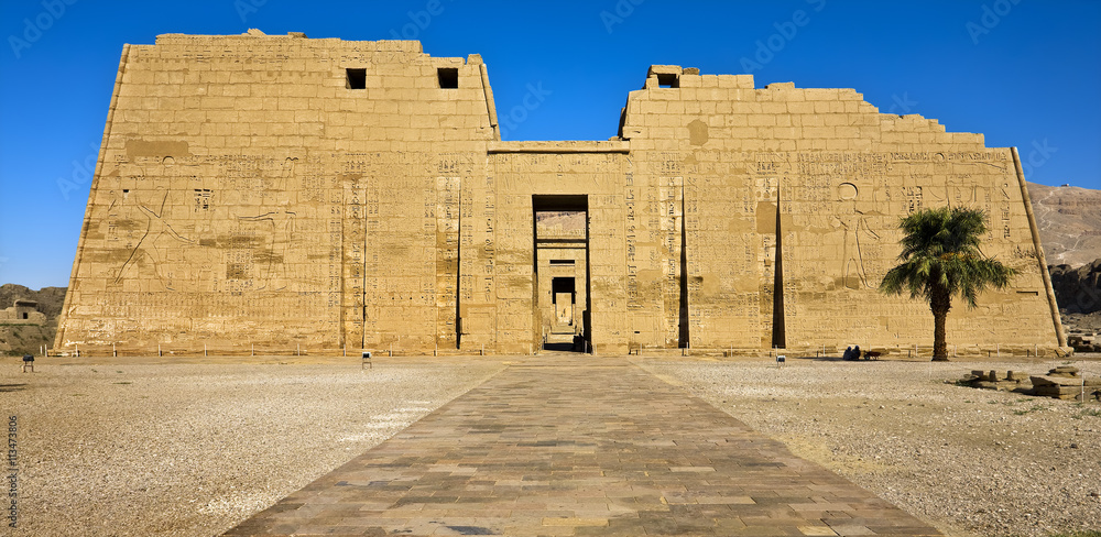 Egypt. Luxor. Medinet Habu - the First Pylon of the Mortuary Temple of ...