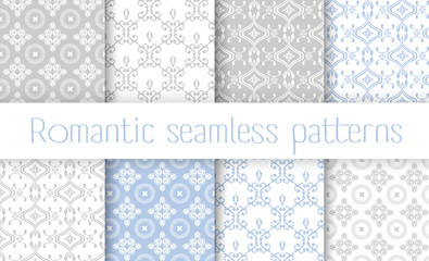 Vector set collection of romantic floral seamless pattern for decoration damask wallpaper, vintage style