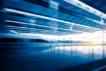 Wall Mural - high-speed train at the railway station,motion blurred,tianjin china.