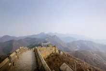 Great Wall Of China And Mountains Against Sky