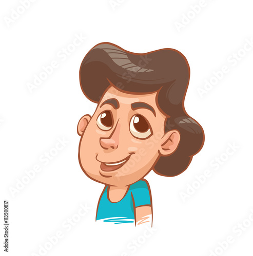 Vector Cartoon Image Of A Smiling Little Boy S Head With Big Eyes