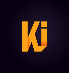 Wall Mural - KI Two letter composition for initial, logo or signature.