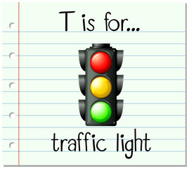 Flashcard letter T is for traffic light