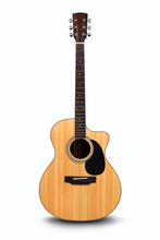 Acoustic Guitar Is Isolated On The White