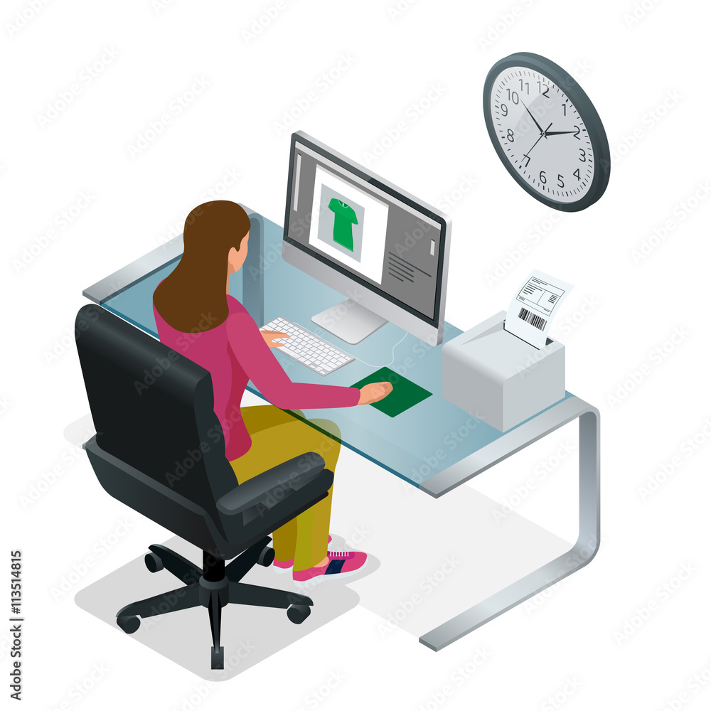 Time to work or Time management project plan schedule. Sand clock flat ...