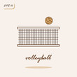 Vector illustration showing volleyball net and ball. Volleyball Sports Game