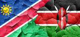 Fototapeta Młodzieżowe - Namibia flag with Kenya flag on a grunge cracked wall