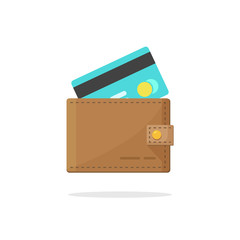 Wall Mural - Wallet credit card vector illustration isolated on white background, wallet with electronic money concept