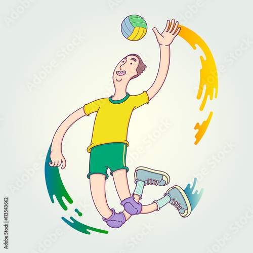 Character cartoon volleyball player. Vector Illustration design