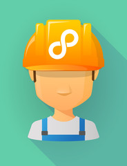 Sticker - Worker male avatar wearing a safety helmet with an infinite sign