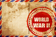 World War 2 Background, Red Grunge Stamp On An Airmail Backgroun