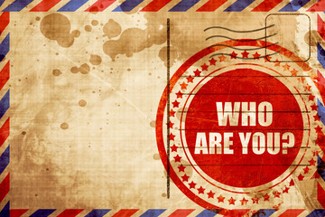 Wall Mural - who are you?, red grunge stamp on an airmail background