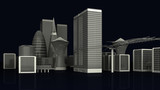 Fototapeta Do pokoju - Illustration of Modern City Buildings on dark