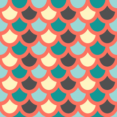 Wall Mural - fish skin style seamless pattern.. fish scales pattern. red background. vector seamless pattern illu
