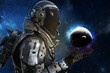 © Digital Storm - Exploration, A futuristic astronauts exploration of the galaxy concept. 3d rendering