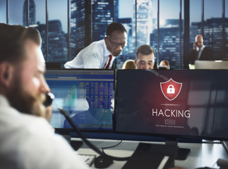 Wall Mural - beware caution dangerous hacking concept