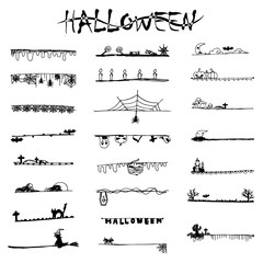 Wall Mural - Halloween doodle black lines and stripes from free hand drawing sketch vector