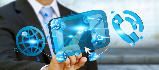 Wall Mural - businessman using email, communication and internet application