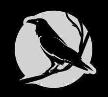 Dark Evil Heraldic Raven. Mascot, Logotype, Label.