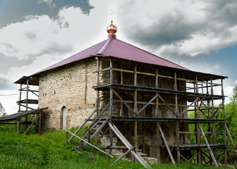 Wall Mural - Pskov, Malsky monastery, old stone Church