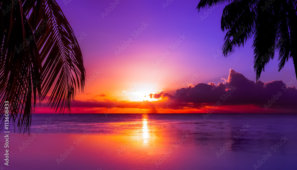 Tahiti Sunset - obrazy, fototapety, plakaty 